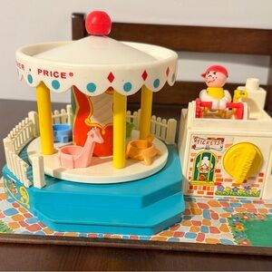 Not Working Vintage Fisher Price Little People Merry Go Round Carousel 1964